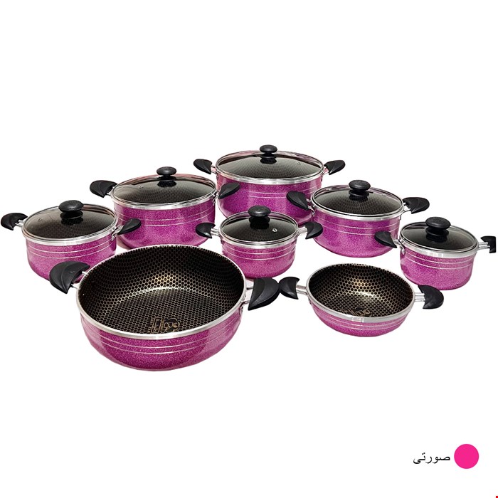 سرویس پخت و پز 14 پارچه ظرف زر مدل زنبوری